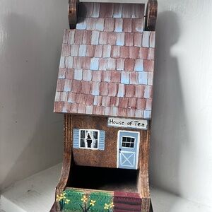 Vintage Hand Painted Wooden Tea House Holder